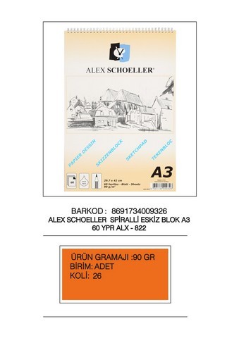 Alex Spralli Eskiz Blok 90gr A3 60 YP