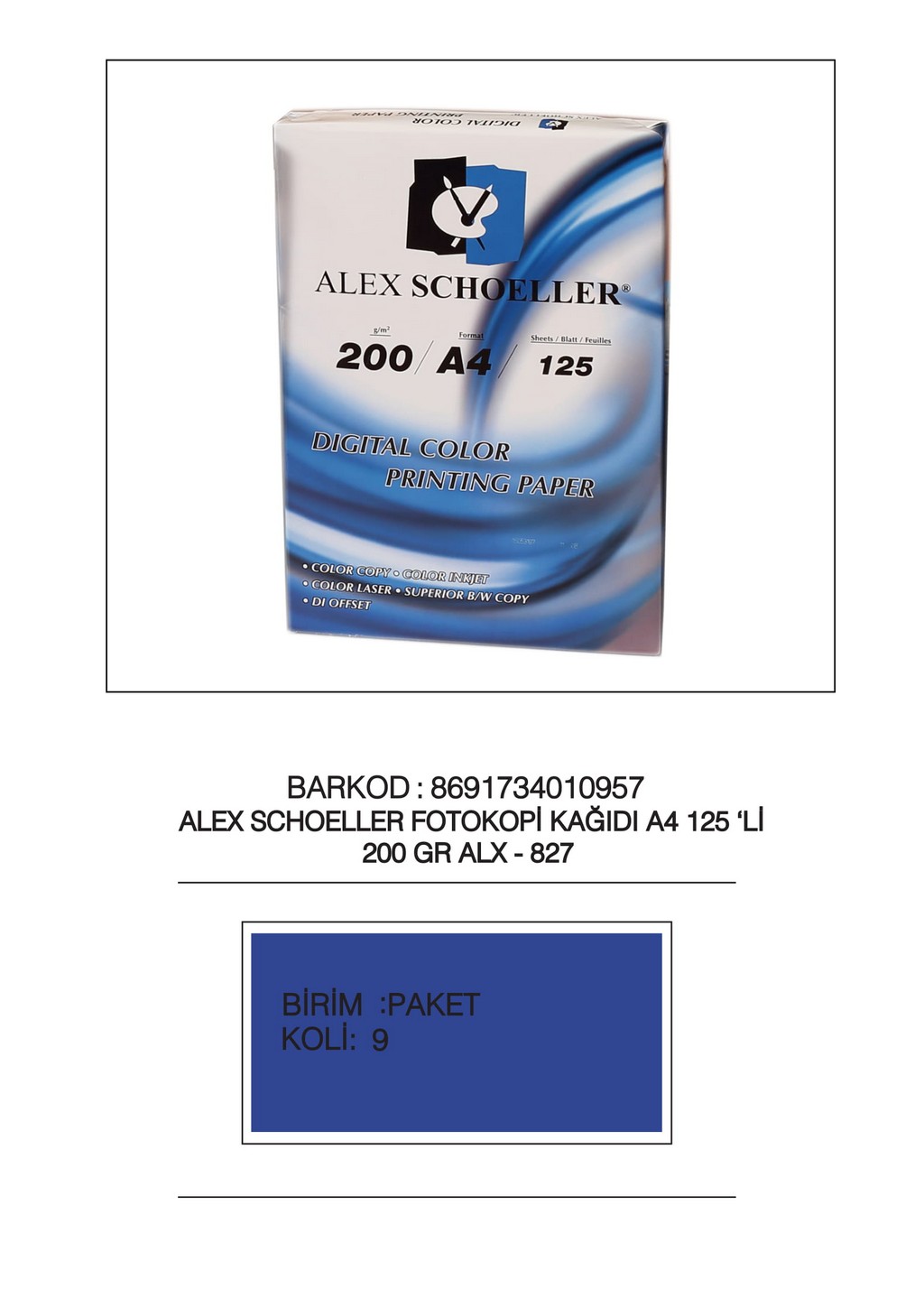 A4 Fotokopi Kağıdı 200 gr 125 Lİ