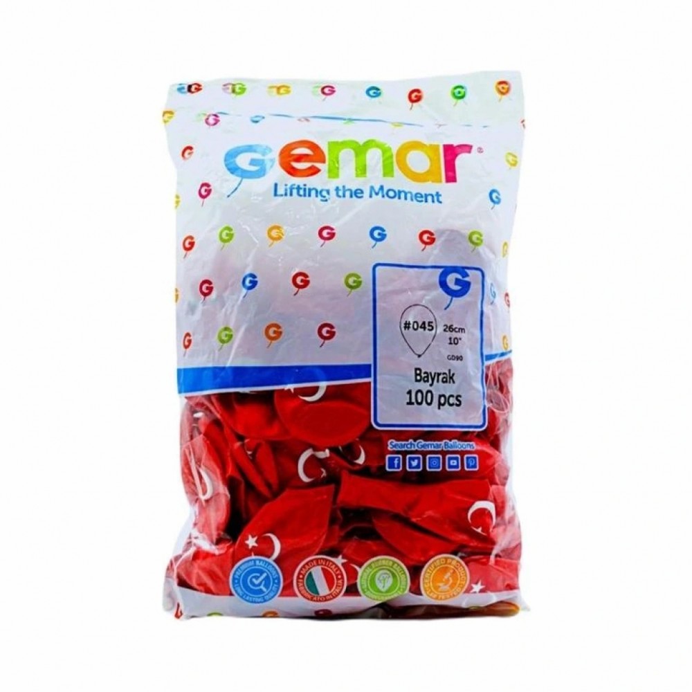 GEMAR BALON 8 İNC BAYRAK 100 LÜ