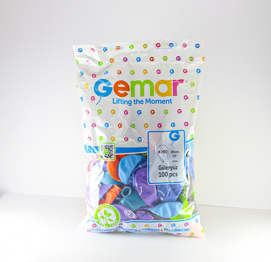 GEMAR BALON 10 İNC GÜLENYÜZ 100 LÜ