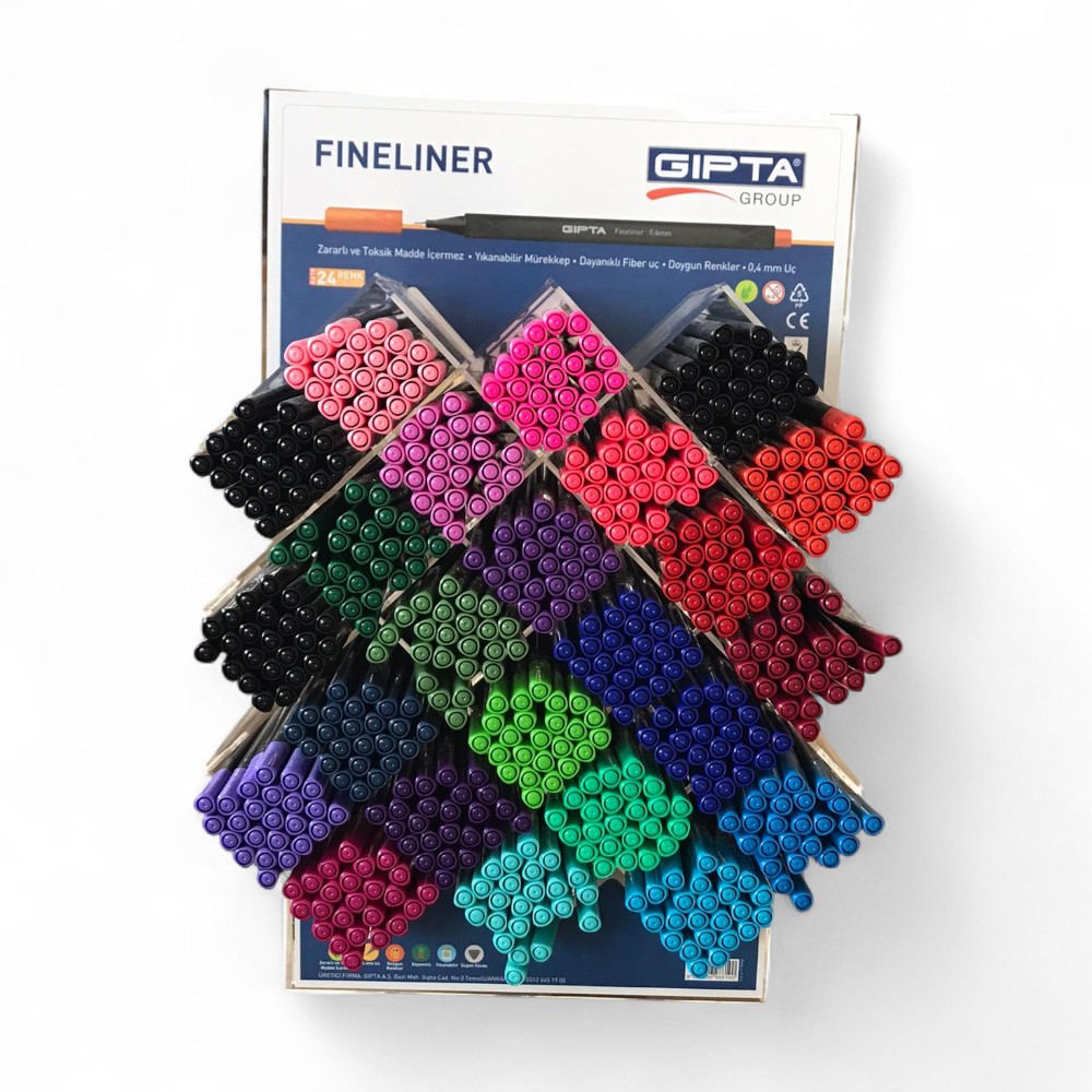 Gıpta Fineliner Kalem 0,4mm Üçgen 576lı Stand
