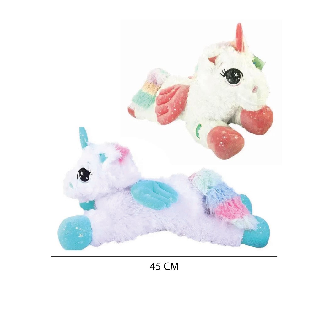 PELUŞ 45 CM YATAN PARLAK KANATLI BOYNUZLU AT