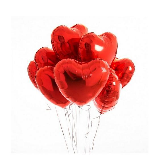 HEDİYELİK BALON KALP HELYUMLU KIRMIZI 55CM 50Lİ