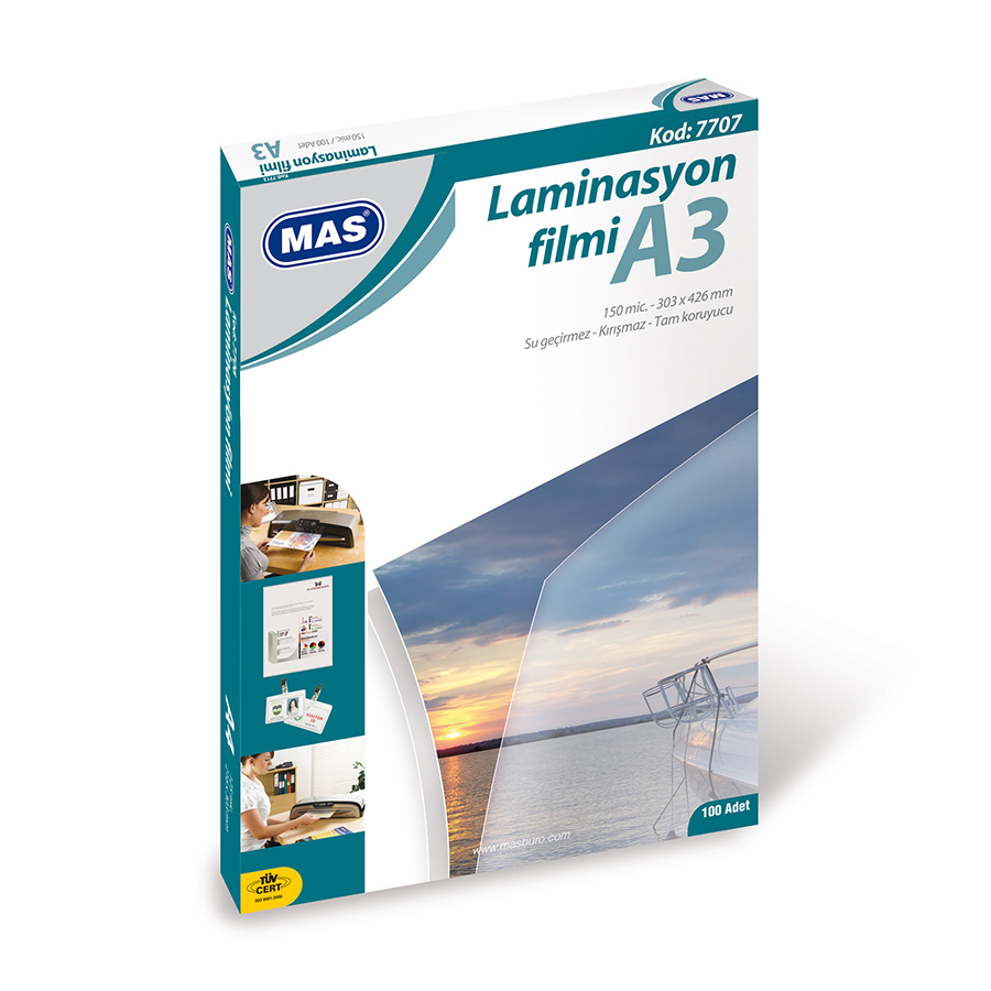 Mas Laminasyon Filmi A3 125 Mikron 100 lü