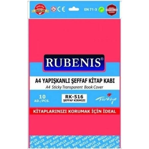 RUBENİS A4 YAPIŞKANLI BUZLU ŞEFAFF KİTAP KABI KIR