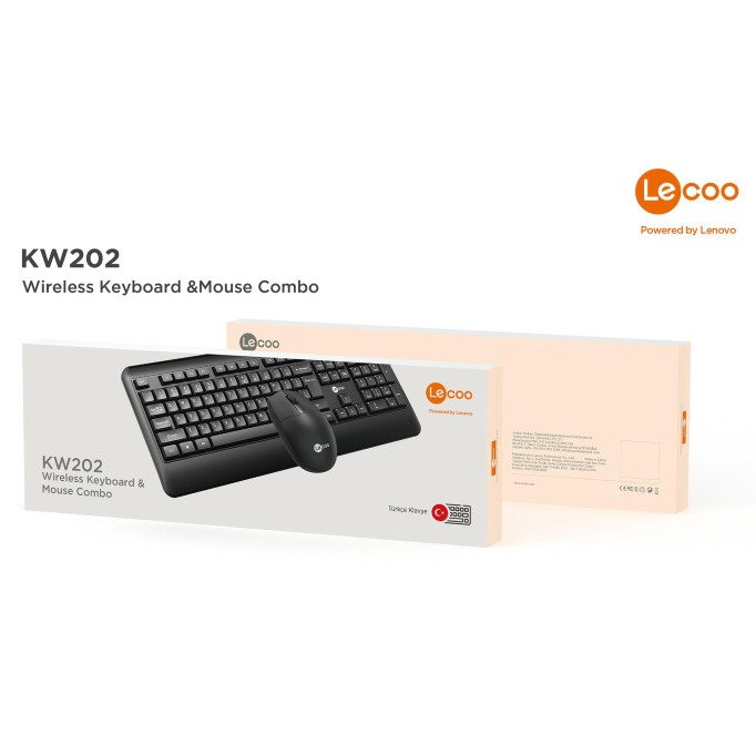 LENOVO LECOO KW202 KABLOSUZ KLAVYE MOUSE SET SİYAH
