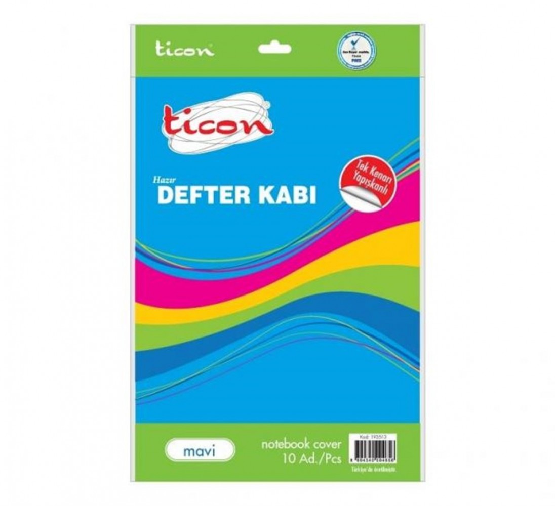 Ticon Tek Kenarı Yapışkanlı Kitap Kabı 10lu