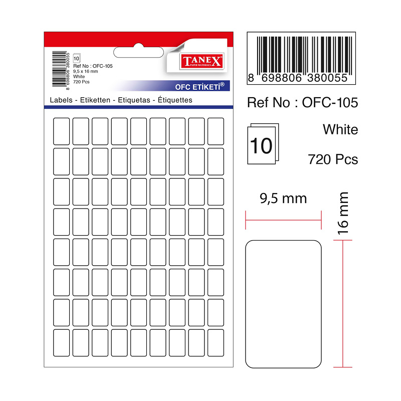 OFC-105 BEYAZ OFİS ETİKETİ