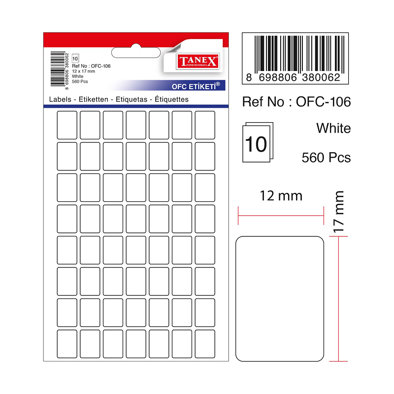 OFC-106 BEYAZ OFİS ETİKETİ