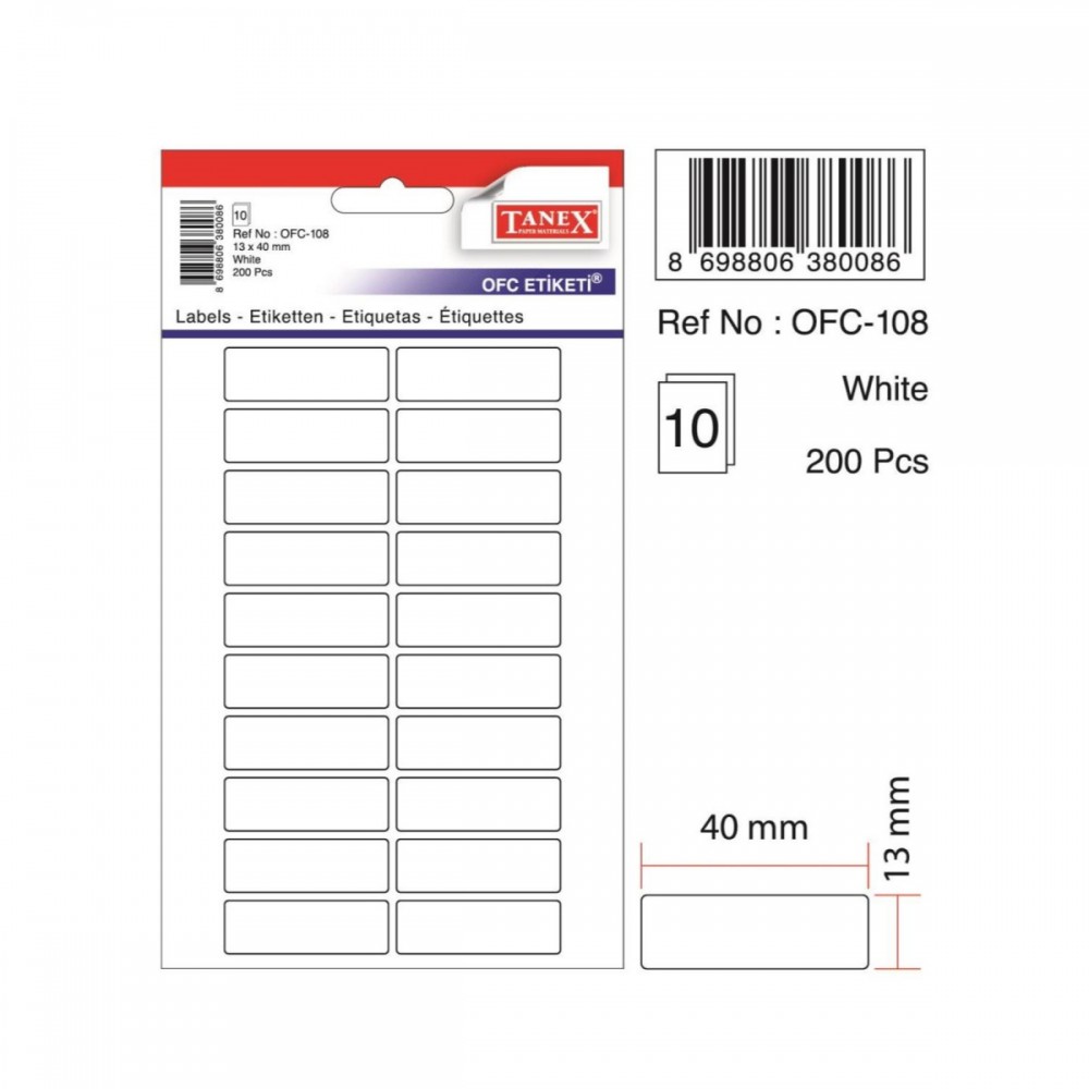 OFC-108 BEYAZ OFİS ETİKETİ 10 AD.