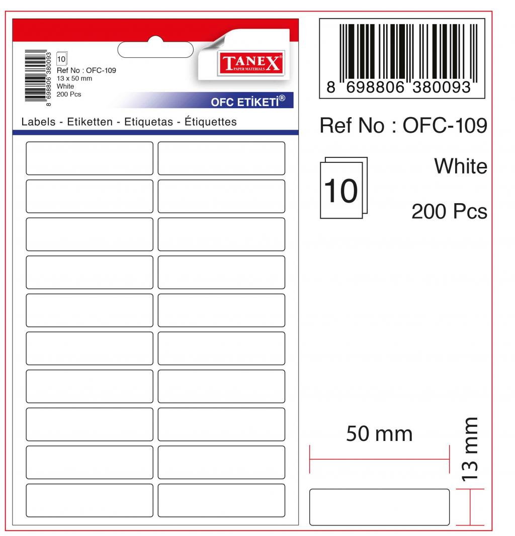OFC-109 BEYAZ OFİS ETİKETİ 10 AD.