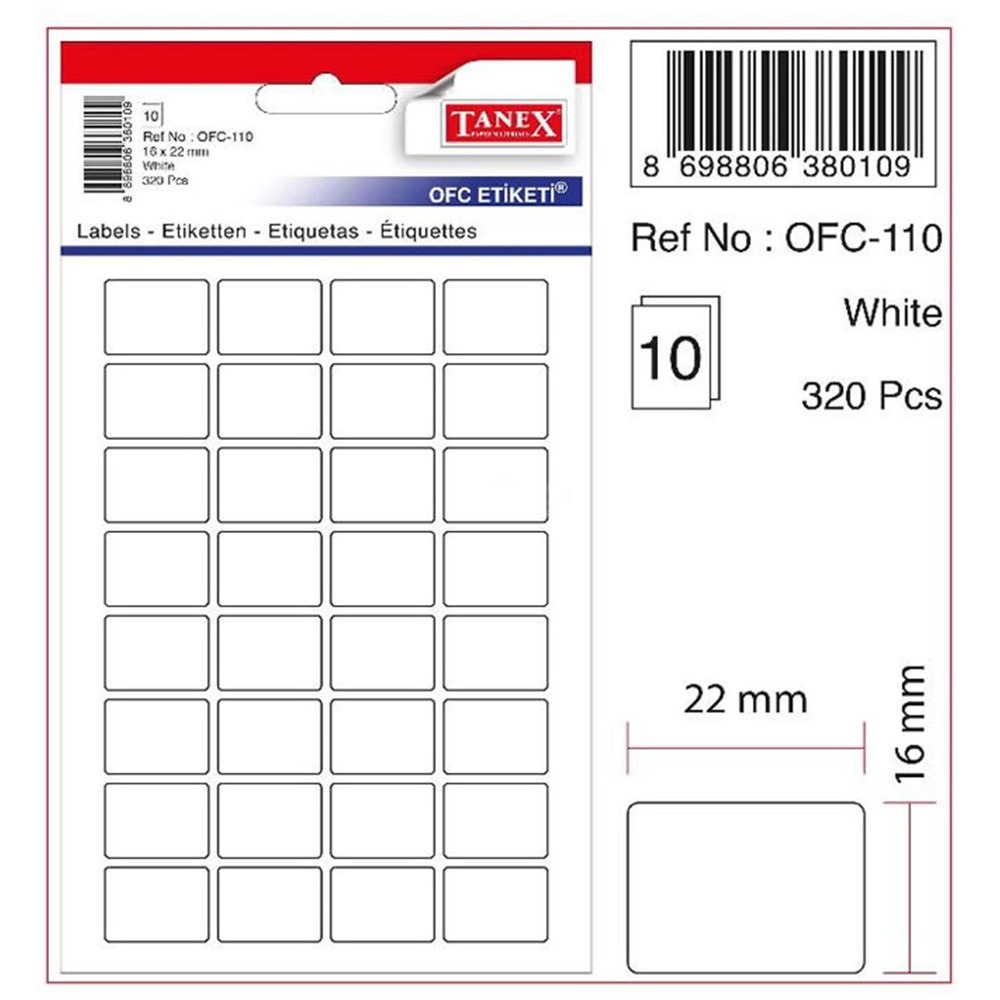OFC-110 BEYAZ OFİS ETİKETİ