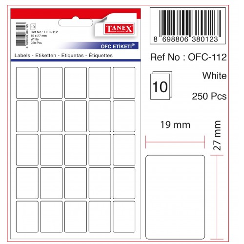 OFC-112 BEYAZ OFİS ETİKETİ 10 AD.