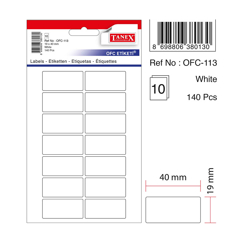OFC-113 BEYAZ OFİS ETİKETİ 10 AD.