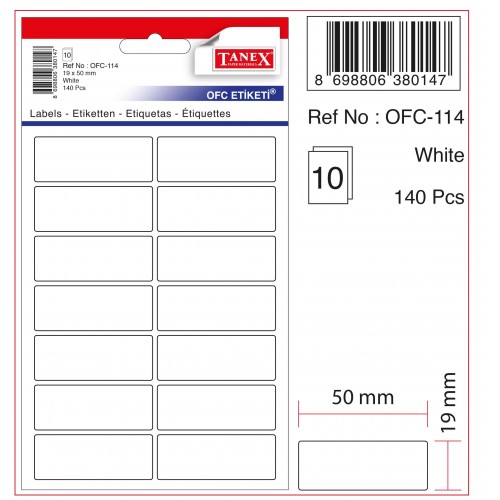 OFC-114 BEYAZ OFİS ETİKETİ 10 AD.