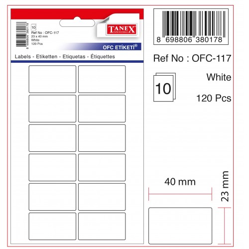 OFC-117 BEYAZ OFİS ETİKETİ
