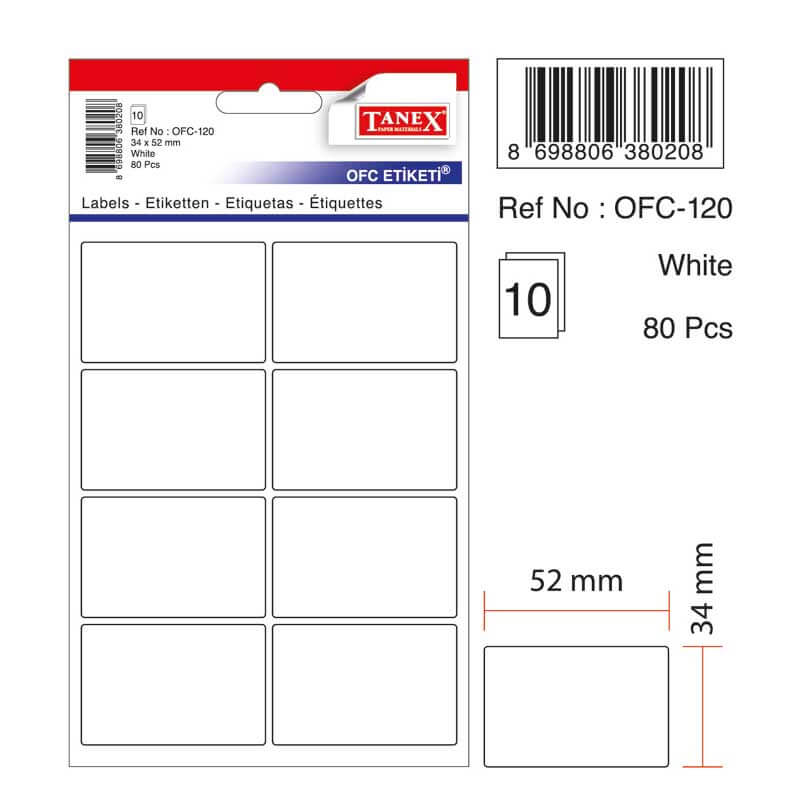 OFC-120 BEYAZ OFİS ETİKETİ