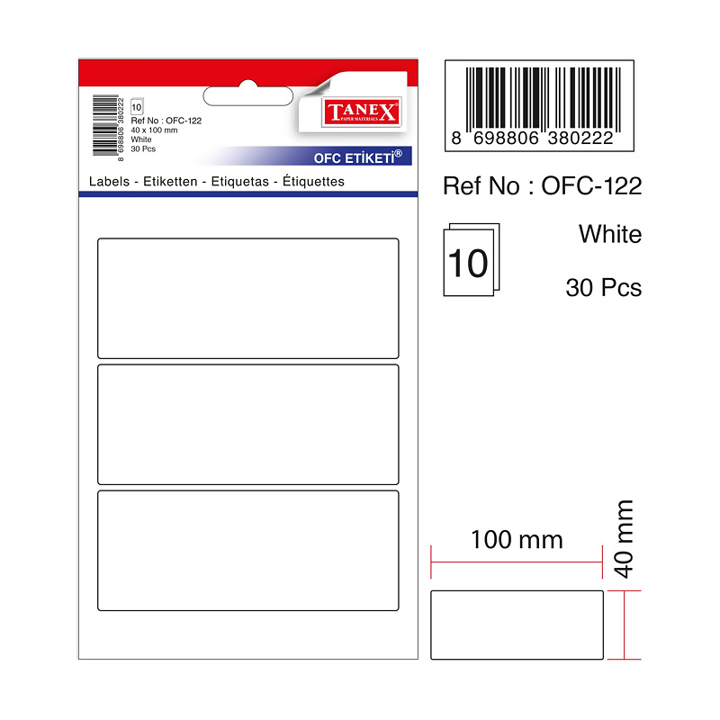 OFC-122 BEYAZ OFİS ETİKETİ