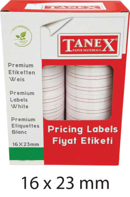 16x23 mm TANEX ÇİZGİLİ BEYAZ FİYAT ETİKET 1000 AD