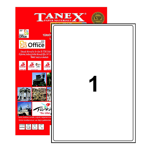 TW-2001 199,6x289,1 mm LASER ETİKET 100 AD.