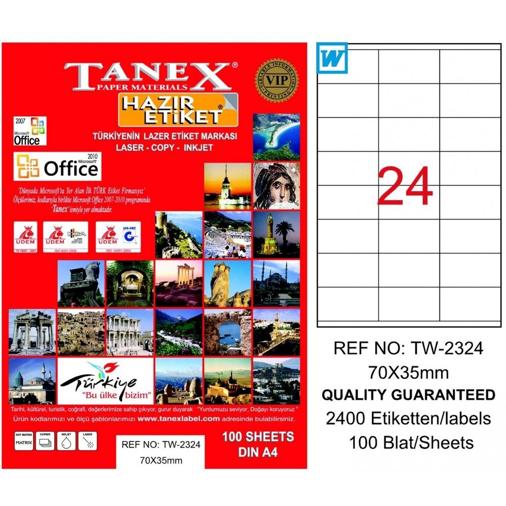 TW-2324 70 x 35 mm LASER ETİKET