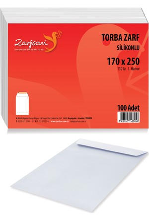 Zarfsan 1. Hamur Torba Zarf 110 gr 17x25 Silikonlu